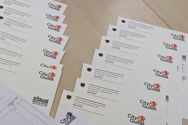18th Edition City & Guilds certificates ready to post